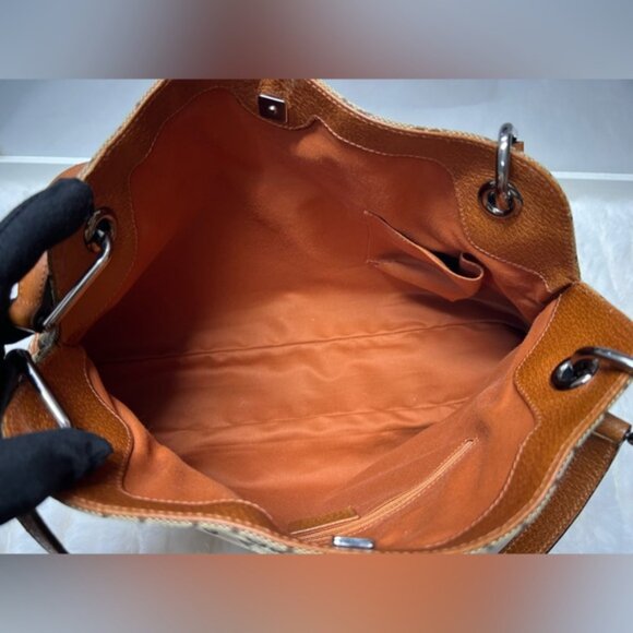 GUCCI-121023 1669 Monogram Canvas Tote Brown Leather Handle - Picture 9 of 13